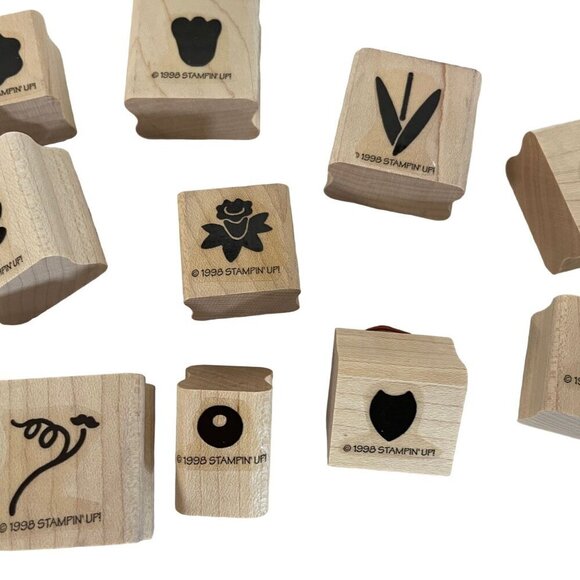 VTG Stampin' Up! Wooden Rubber Stamp Set - 14 Floral & Botanical Designs - Picture 3 of 5